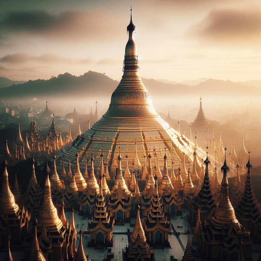 Shwedagon Pagoda in Yangon, Myanmar, representing the complexity and beauty of financial compliance in an international context.