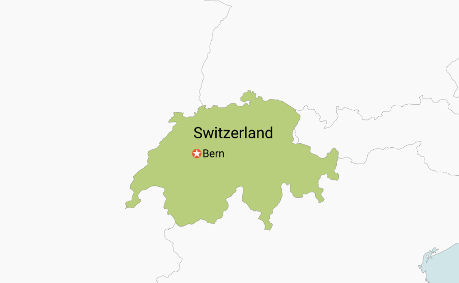 Map of Switzerland Color Coded by Region