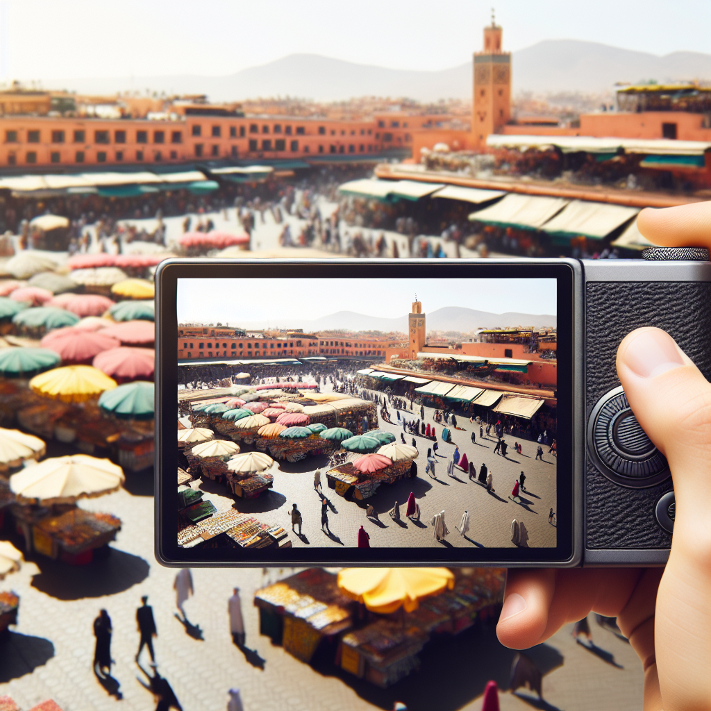 Bustling evening market at Jemaa el-Fnaa in Marrakesh, Morocco