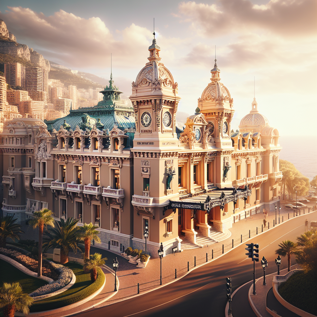 The opulent Monte Carlo Casino, a symbol of Monaco's luxury.