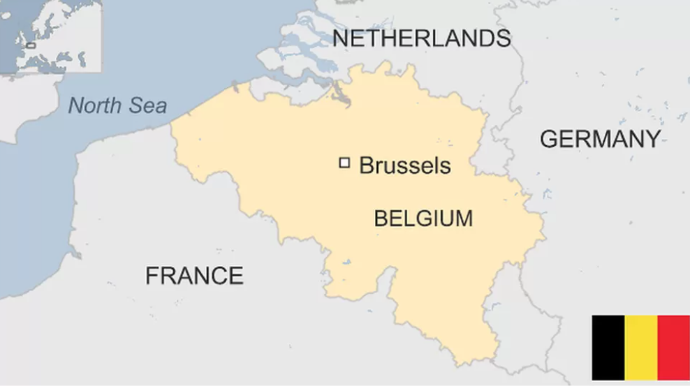 Map of Belgium Color Coded by Region