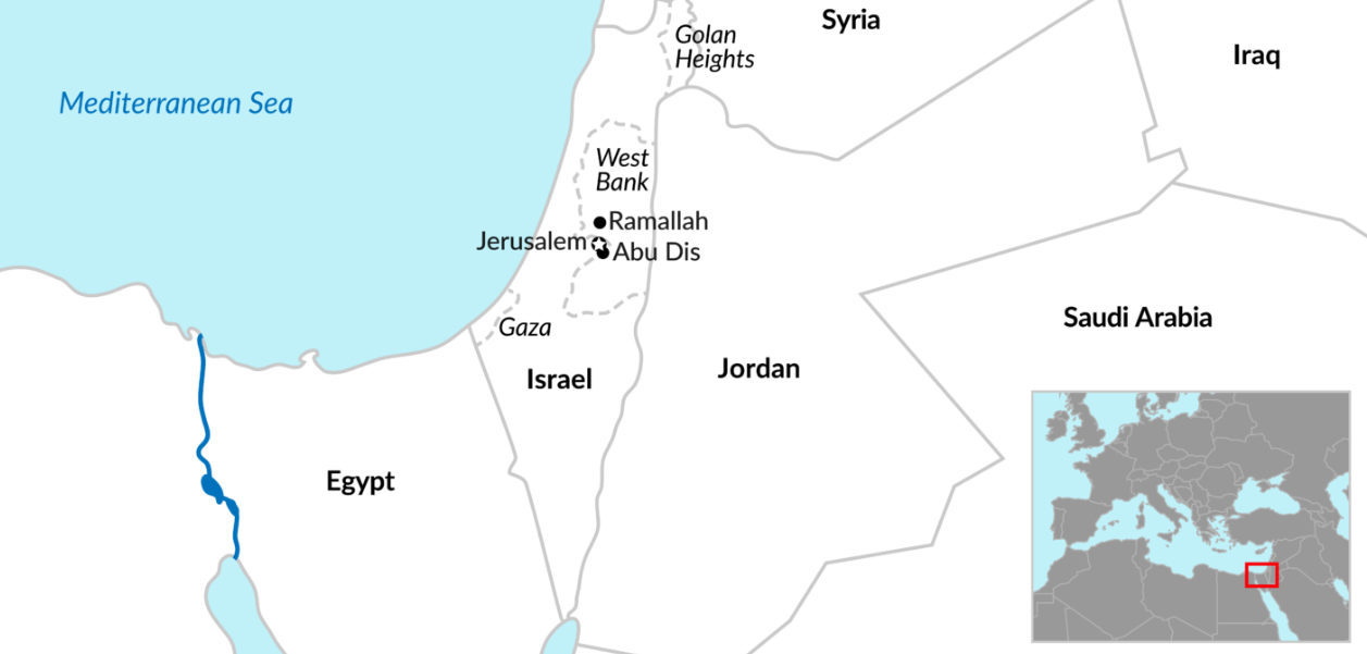 Map of Israel Color Coded by Region