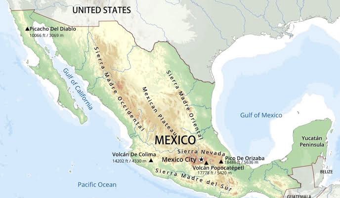 Map of Mexico Color Coded by Region