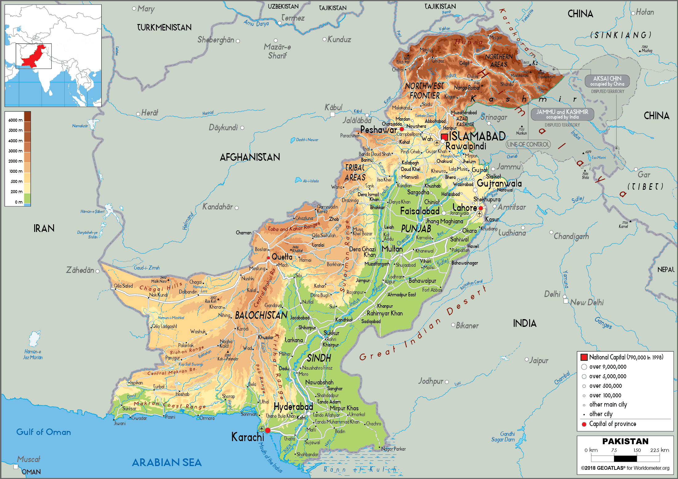 Map of Pakistan Color Coded by Region